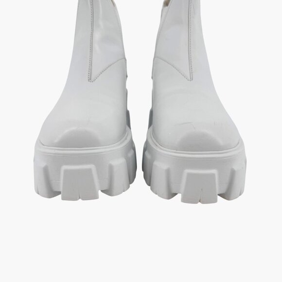 Prada Monolith White Leather Chelsea Ankle Boots Lug Sole Size 37 US 7 Women's - Picture 5 of 15